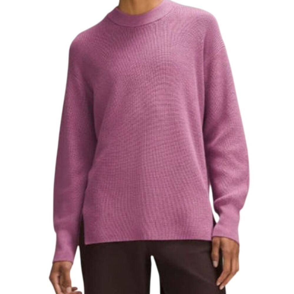 Lululemon Merino Wool Bend Ribbed Crewneck Sweater in Velvet Dust